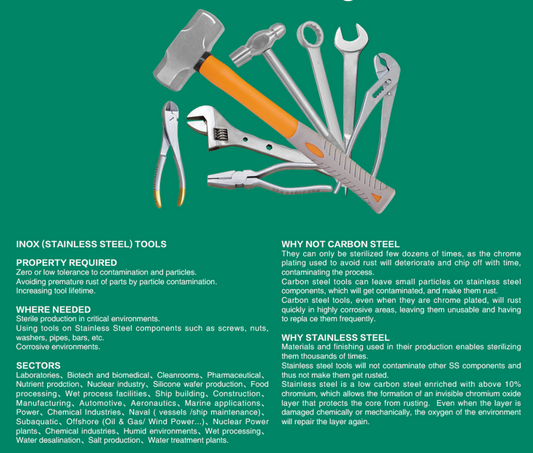 Stainless steel antimagnetic tools